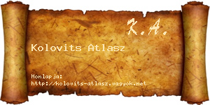 Kolovits Atlasz névjegykártya
